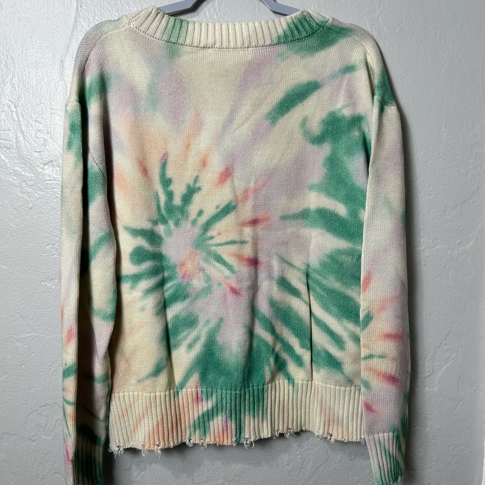 Men's PROFOUND Tie-Dye Green Cardigan Sweater - Picture 4 of 7